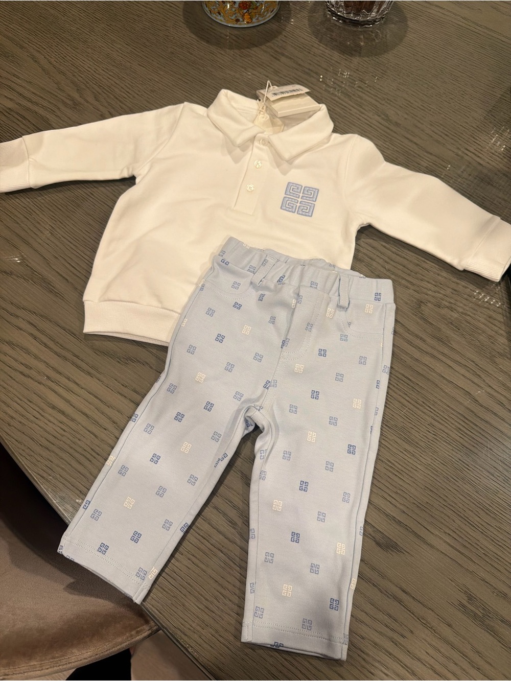 Givenchy White and Light Blue Kids Matching Set